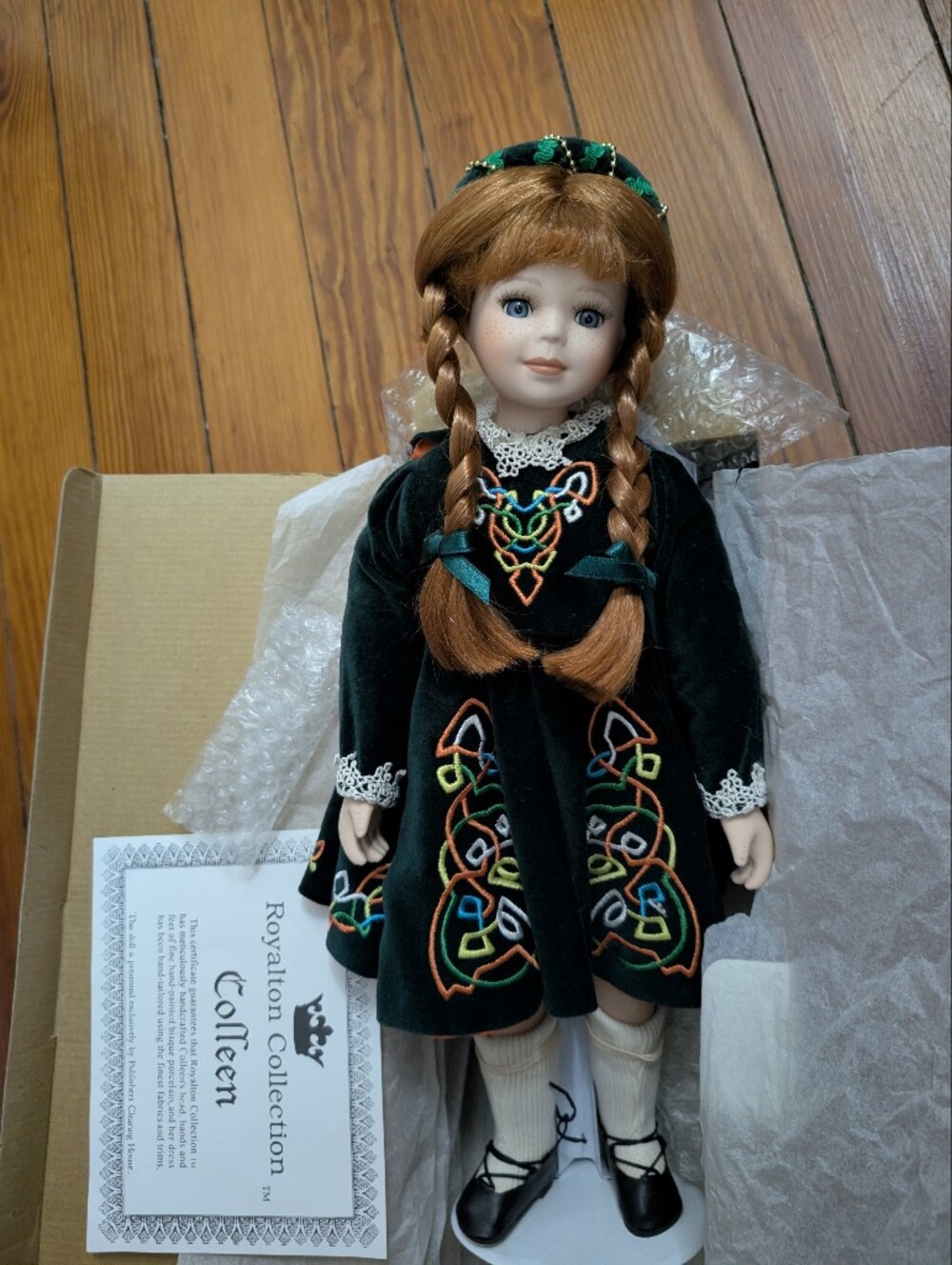 Royalton COLLEEN Irish Bisque Dancer 17" Porcelain Doll w/box & COA, traditional